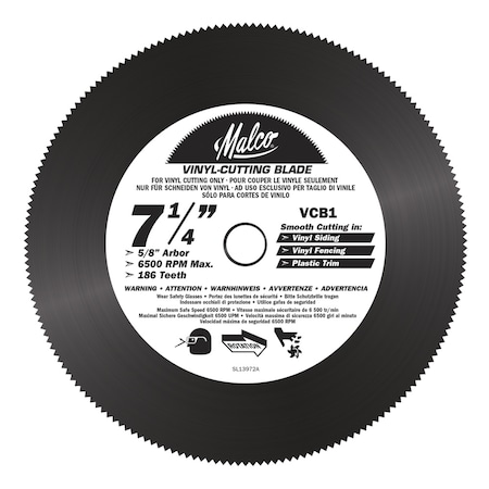 Malco VCB1 7-1/4 in. Vinyl Siding & Fencing Cutting Circular Saw Blade VCB1